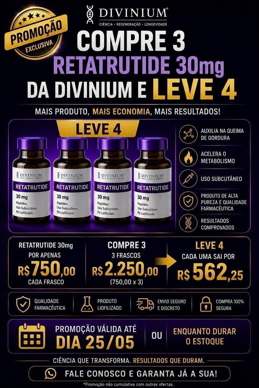 Retatrutide 30mg - Compre 3 Leve 4